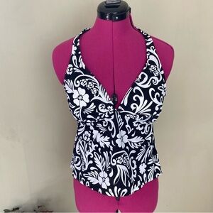 Jantzen Black/White Floral Tankini Swim Top